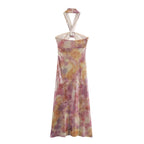 Sequin Bow Tie Hanging Collar Dress