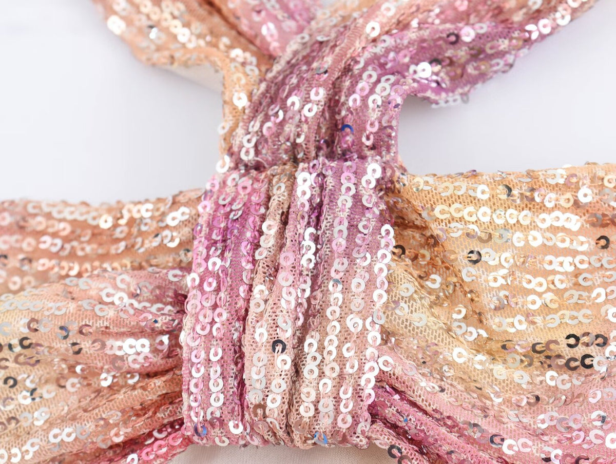 Sequin Bow Tie Hanging Collar Dress