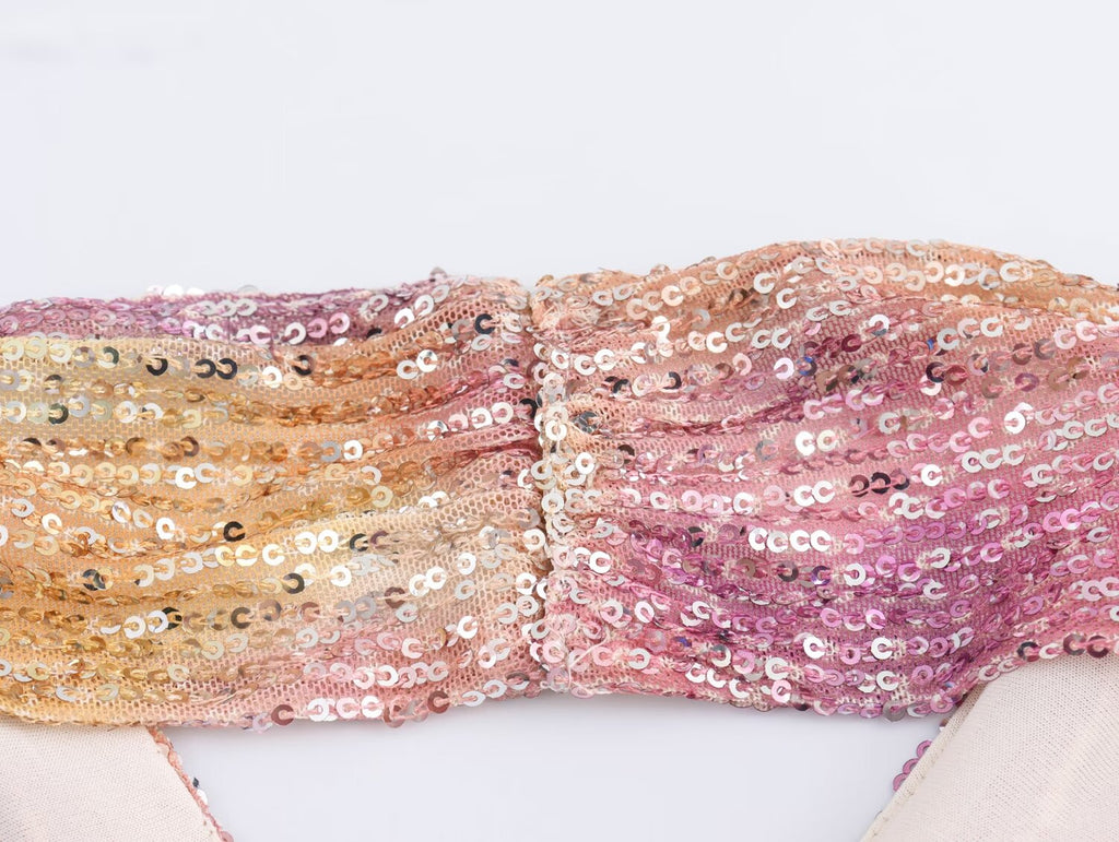 Sequin Bow Tie Hanging Collar Dress