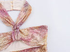 Sequin Bow Tie Hanging Collar Dress