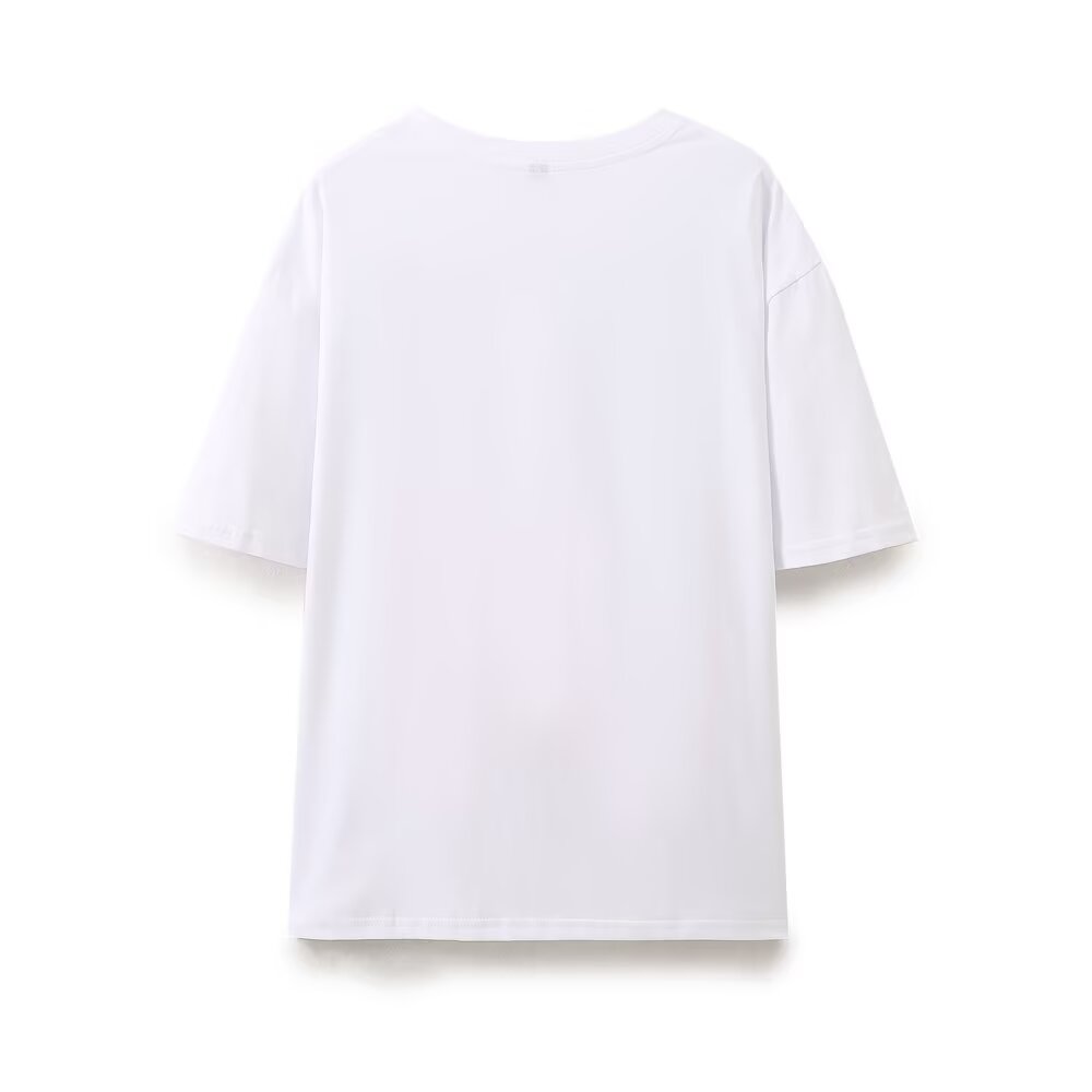 Women’s White Cotton Graphic Short Sleeve T-Shirt