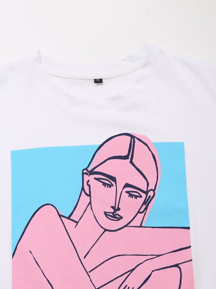 Women’s White Cotton Graphic Short Sleeve T-Shirt