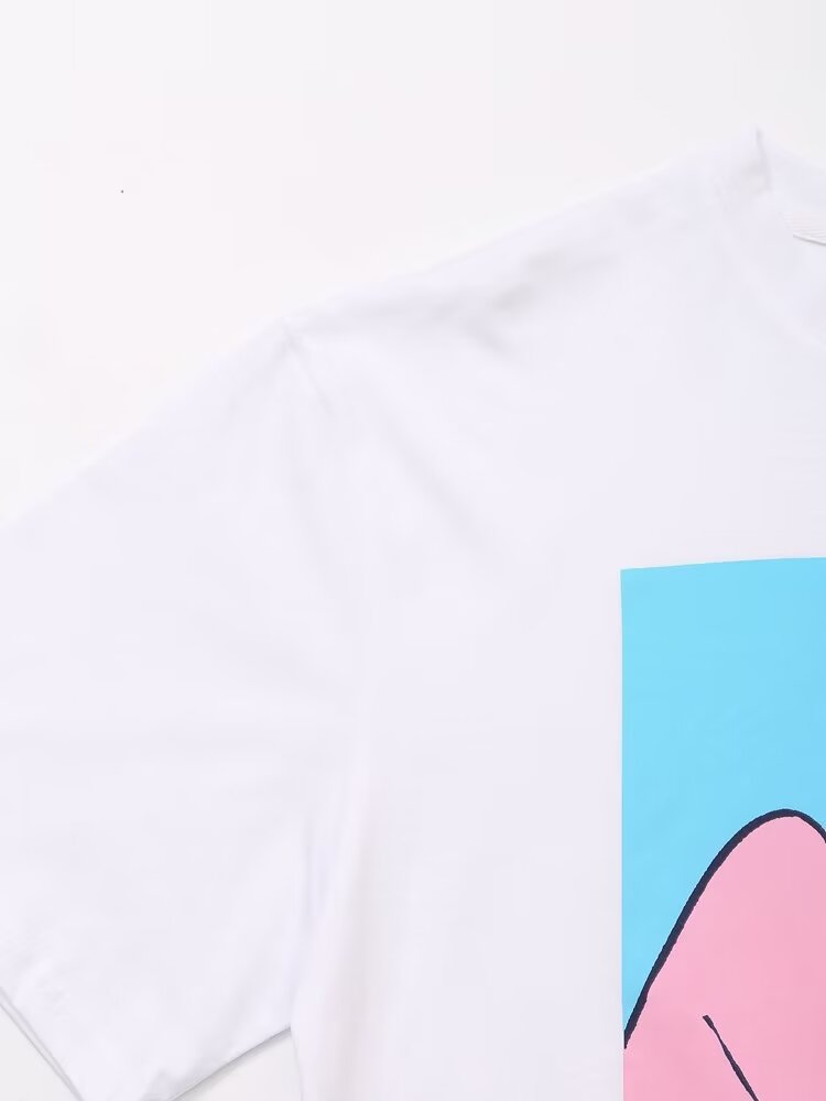 Women’s White Cotton Graphic Short Sleeve T-Shirt