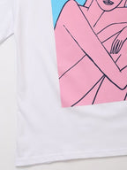 Women’s White Cotton Graphic Short Sleeve T-Shirt