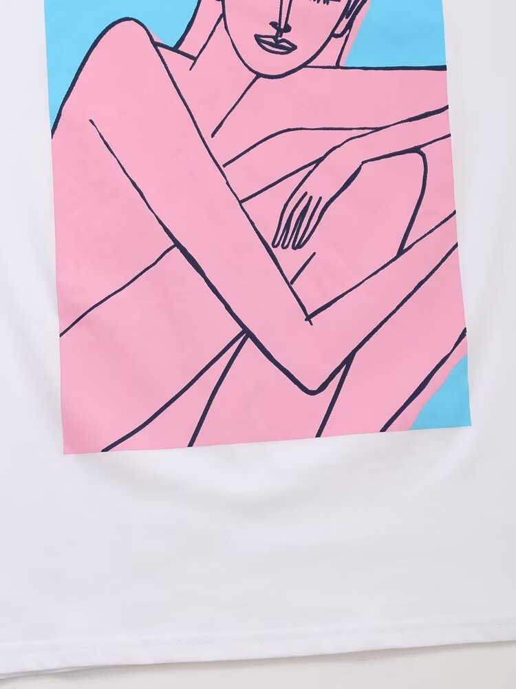 Women’s White Cotton Graphic Short Sleeve T-Shirt