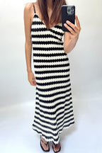 Striped Knit Spaghetti-Strap Dress