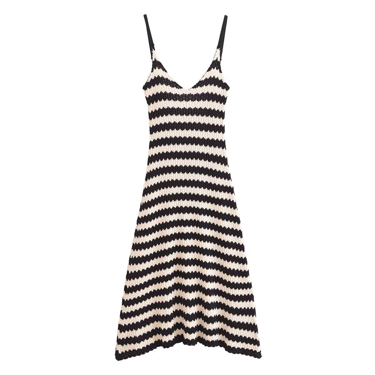 Striped Knit Spaghetti-Strap Dress