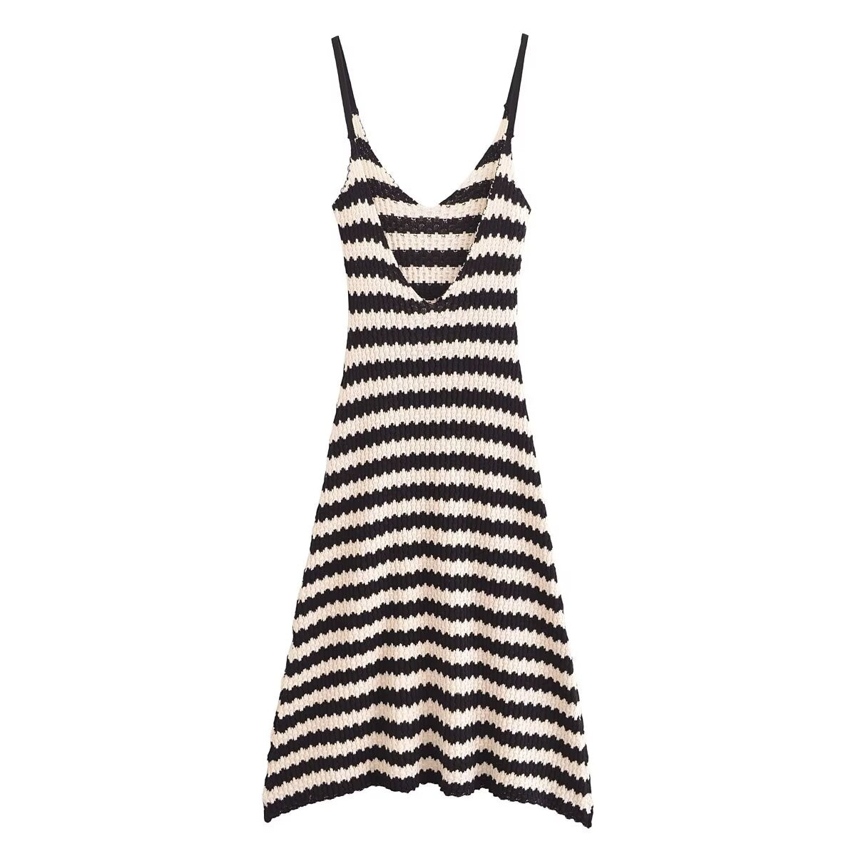 Striped Knit Spaghetti-Strap Dress
