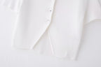 Women’s White V Neck Button Knit Top