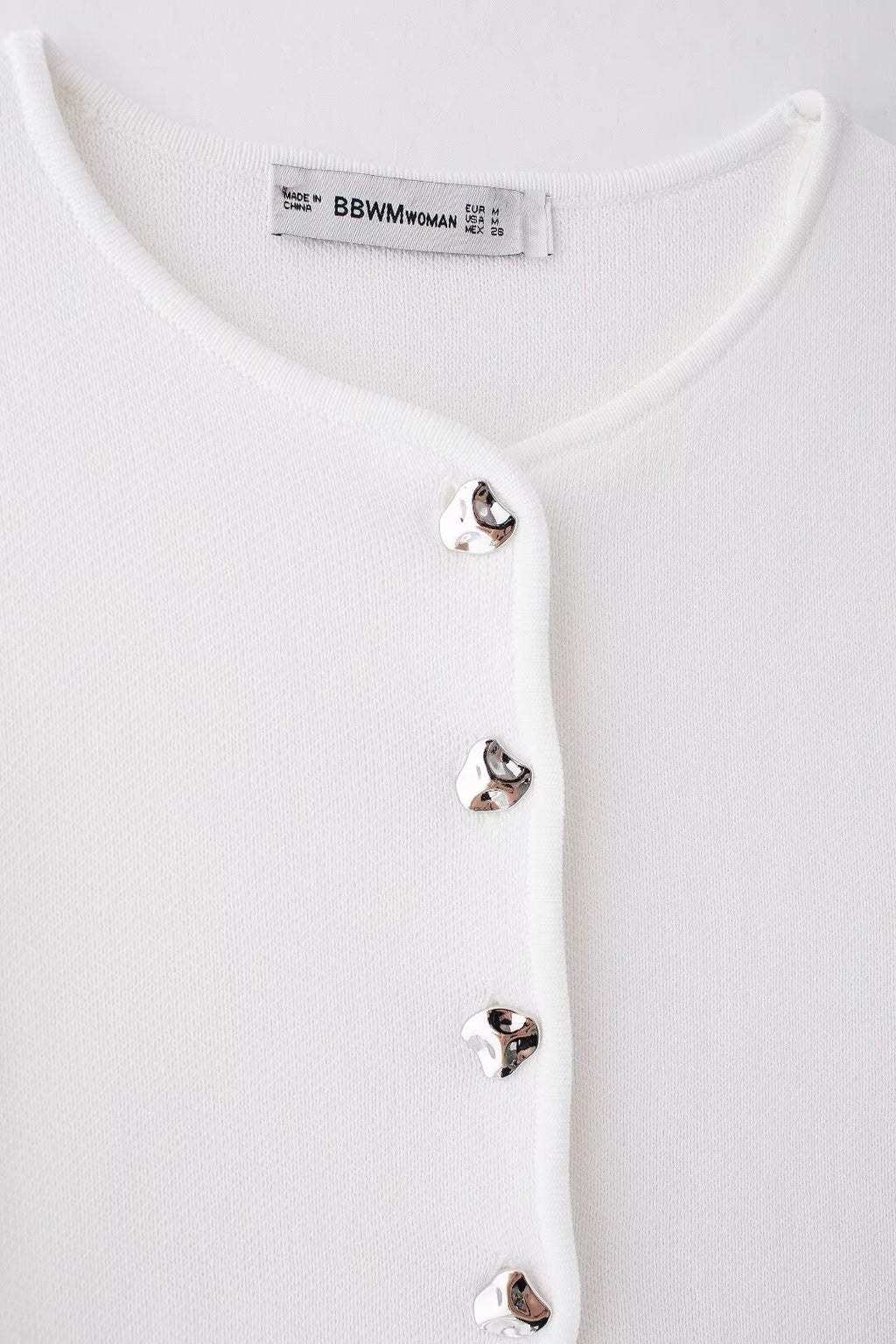 Women’s White V Neck Button Knit Top