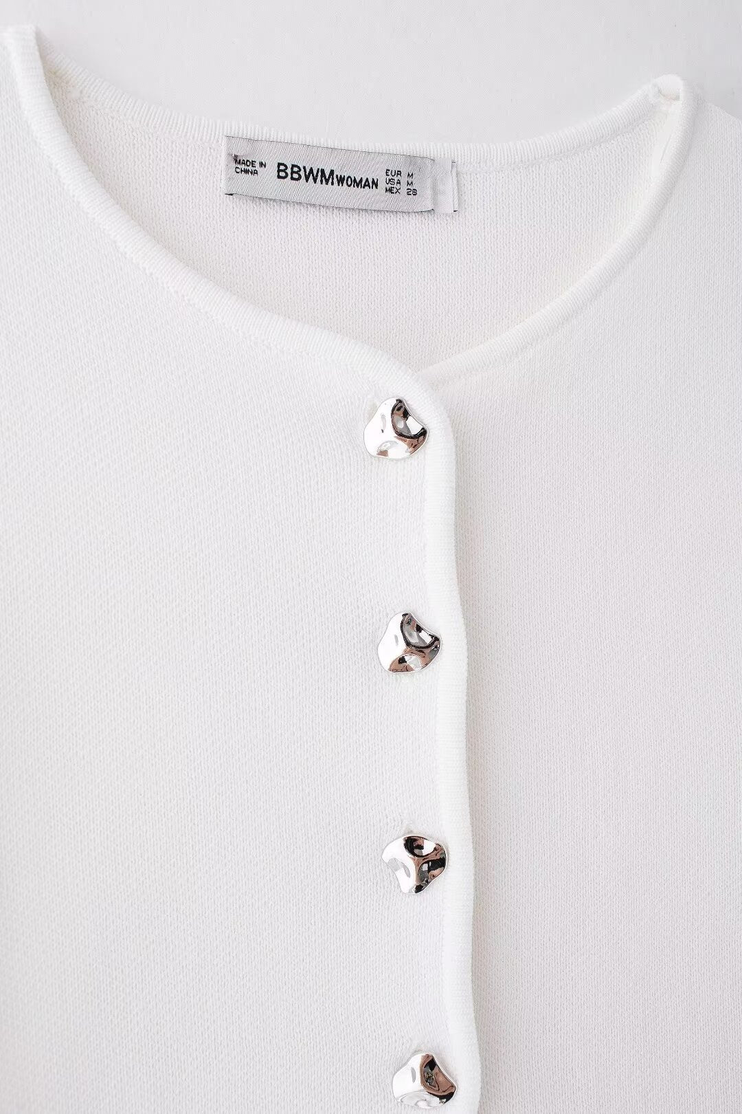 Women’s White V Neck Button Knit Top