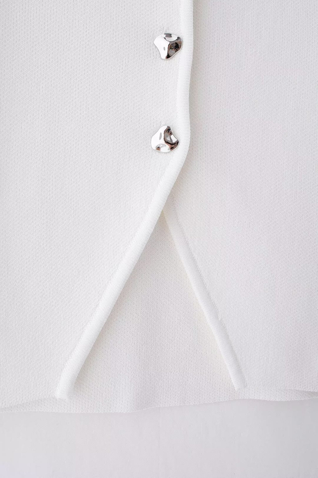 Women’s White V Neck Button Knit Top