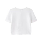 Women’s White V Neck Button Knit Top