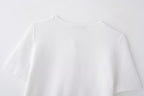 Women’s White V Neck Button Knit Top