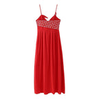 Red Pleated Sleeveless Sling Dress
