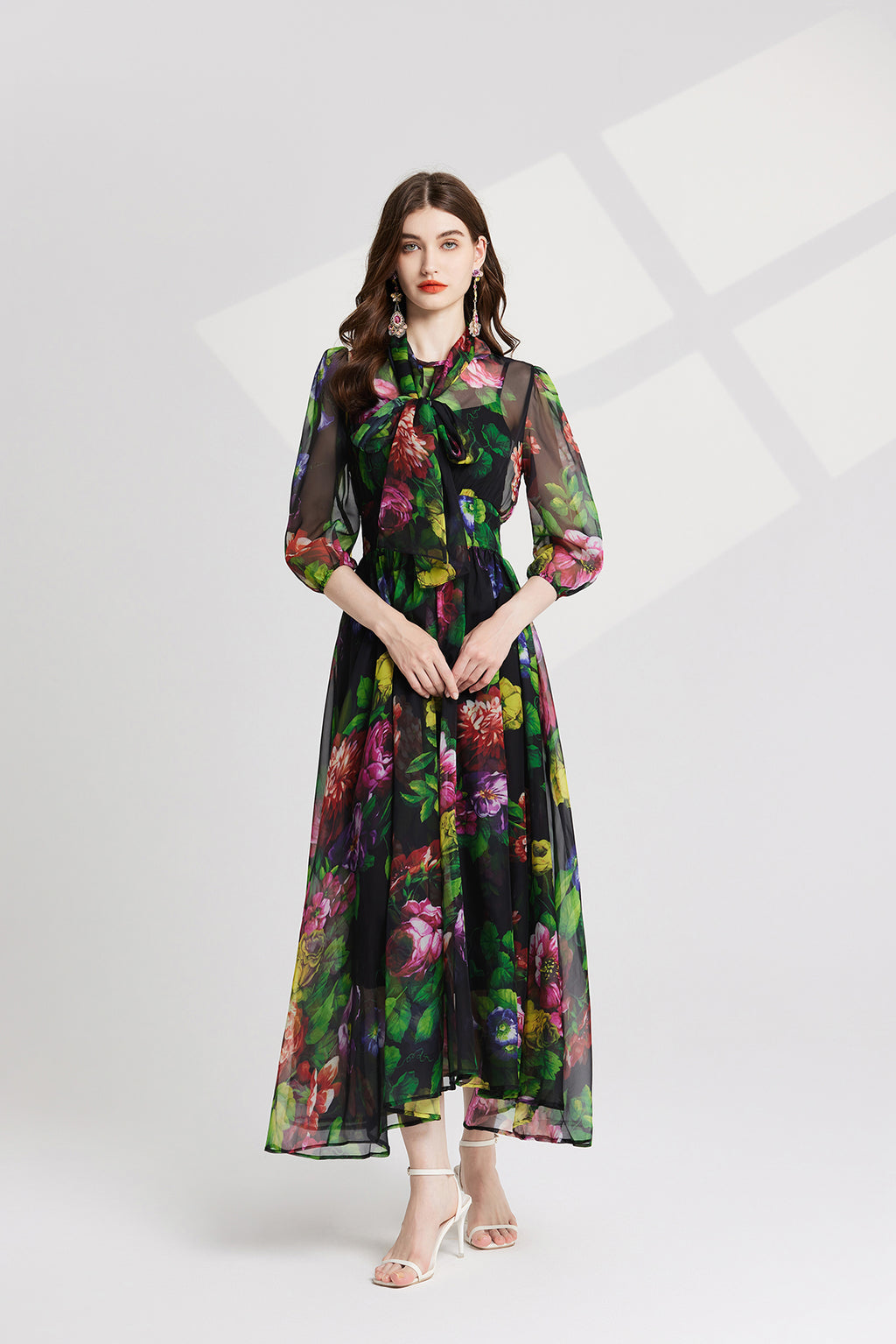 Women's 's Printed Tie-Up Dress
