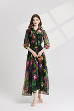 Women's 's Printed Tie-Up Dress