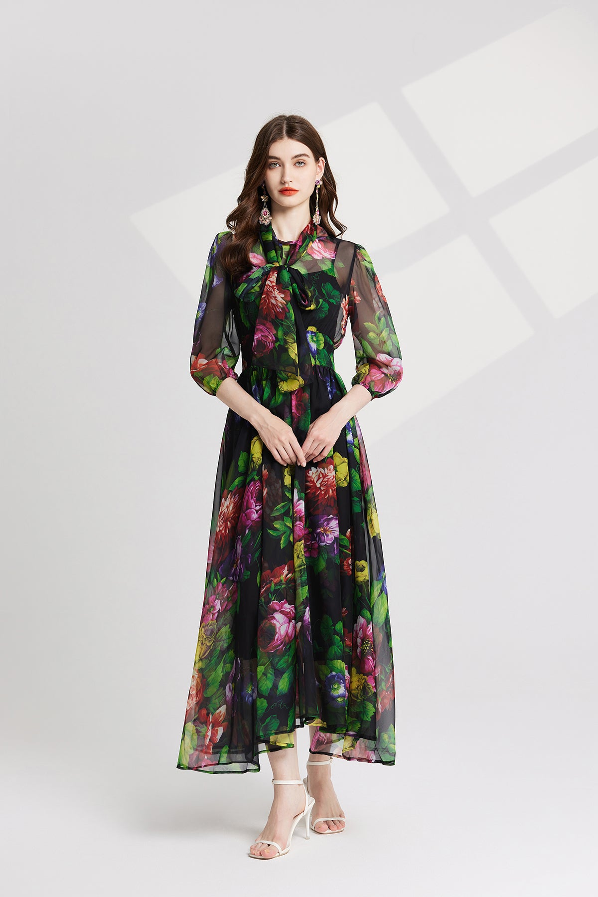 Women's 's Printed Tie-Up Dress
