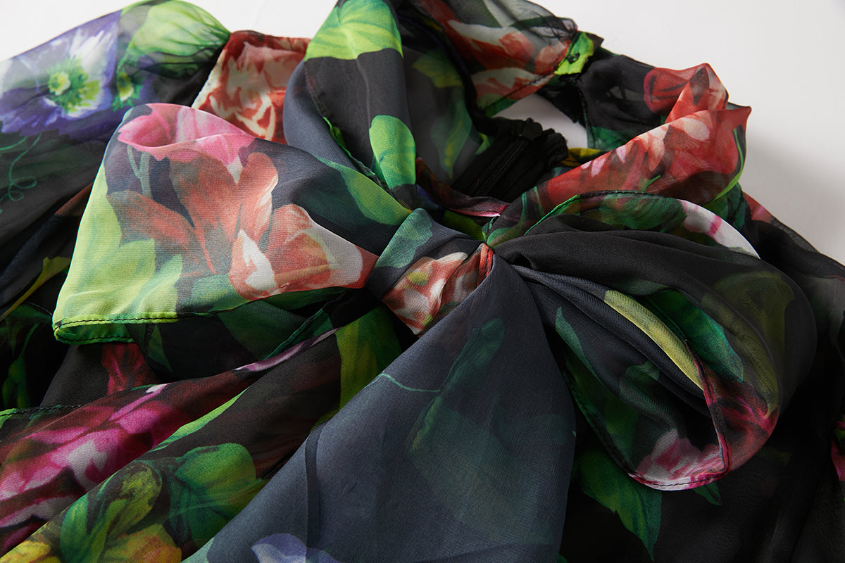 Women's 's Printed Tie-Up Dress
