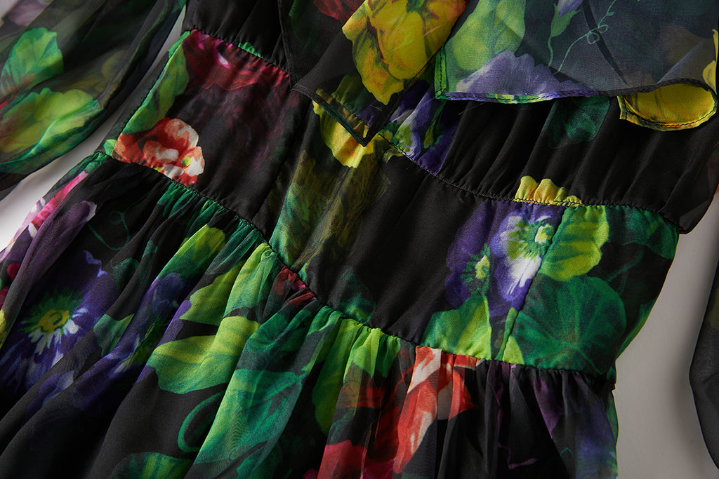 Women's 's Printed Tie-Up Dress