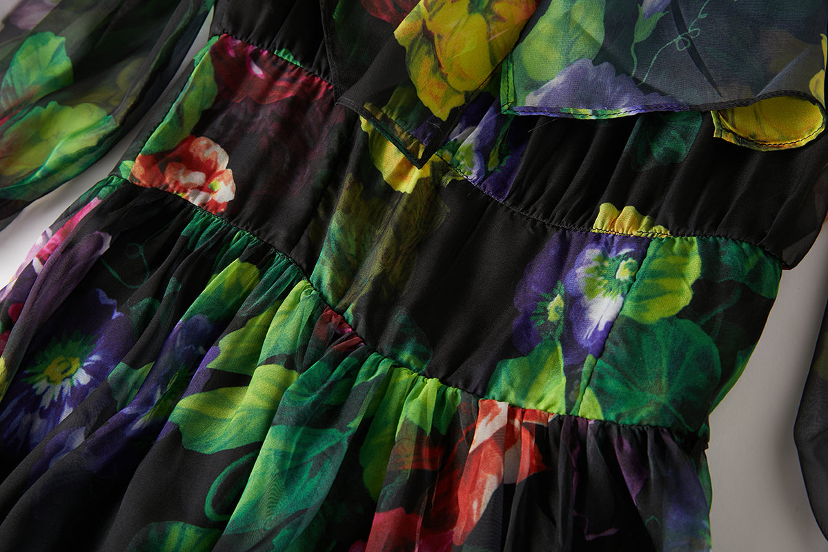 Women's 's Printed Tie-Up Dress