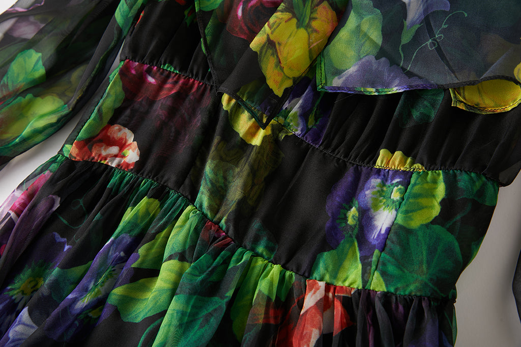 Women's 's Printed Tie-Up Dress