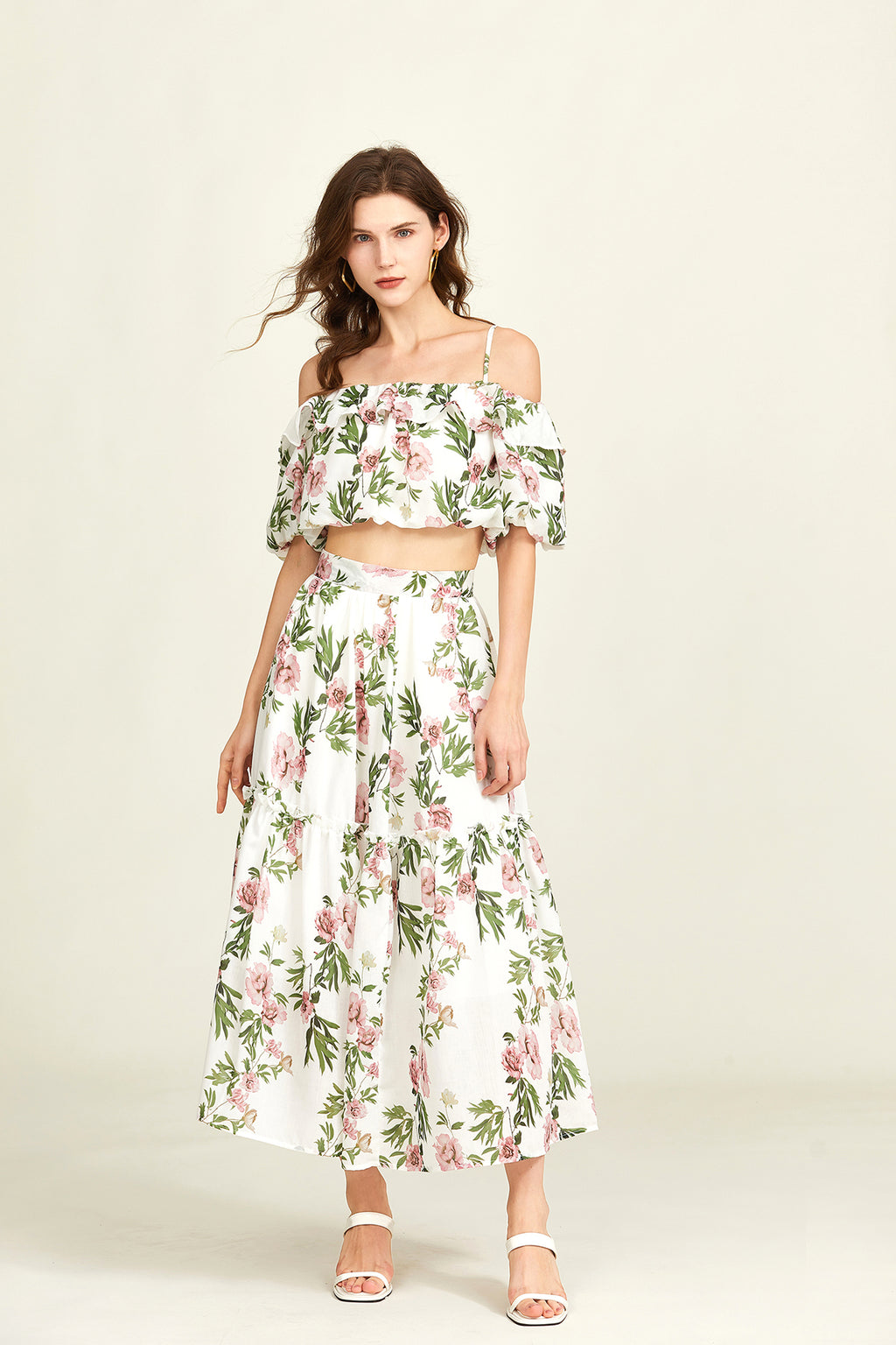 Women's 's Off-Shoulder Ruffled Top & Skirt Set