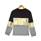Women's Women T-Shirt Bottoming Shirt Trendy Women Autumn Spring Long Sleeve Stitching Golden Edge Color Block Top