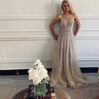 Sequin Gradient V-Neck Dress