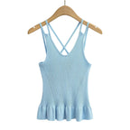 Ruffles Light Blue Knitted Camisole