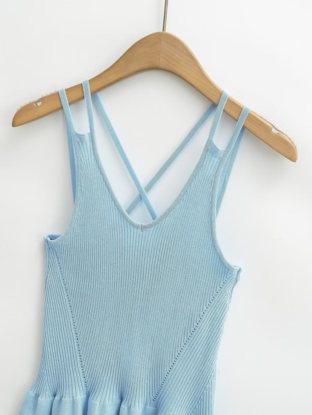 Ruffles Light Blue Knitted Camisole