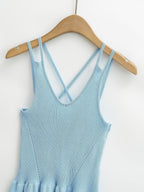 Ruffles Light Blue Knitted Camisole