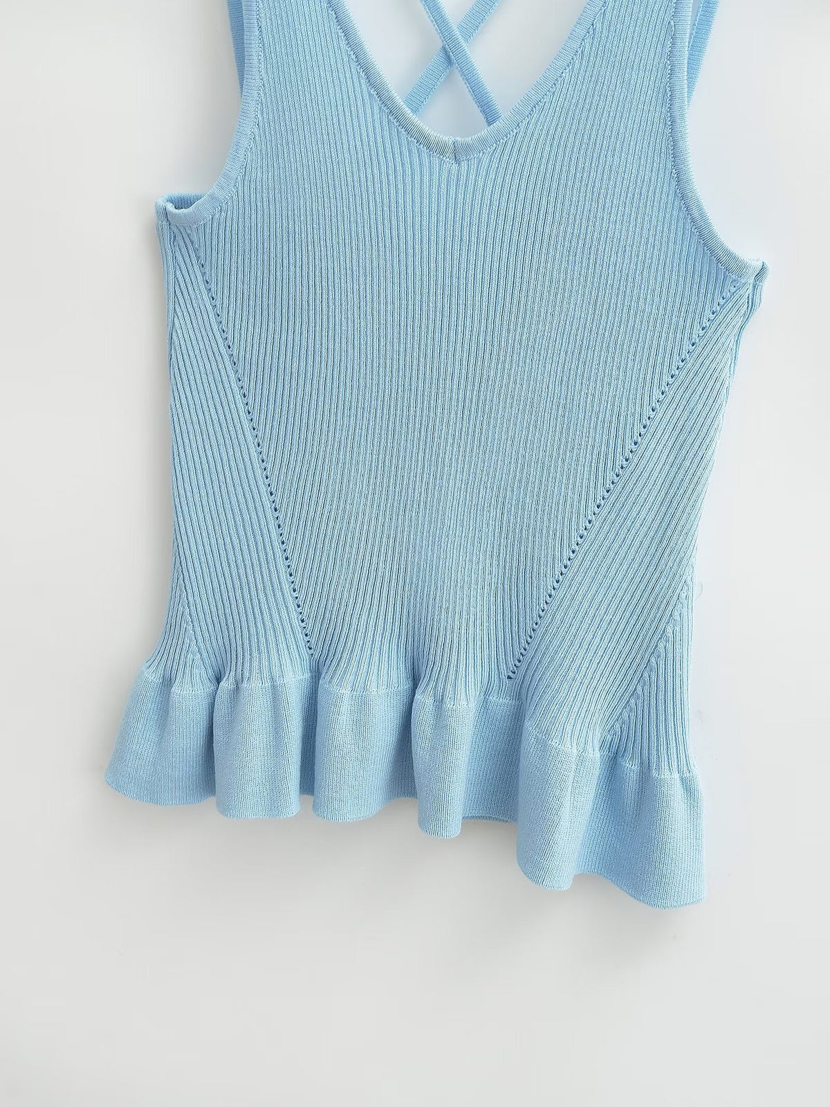 Ruffles Light Blue Knitted Camisole