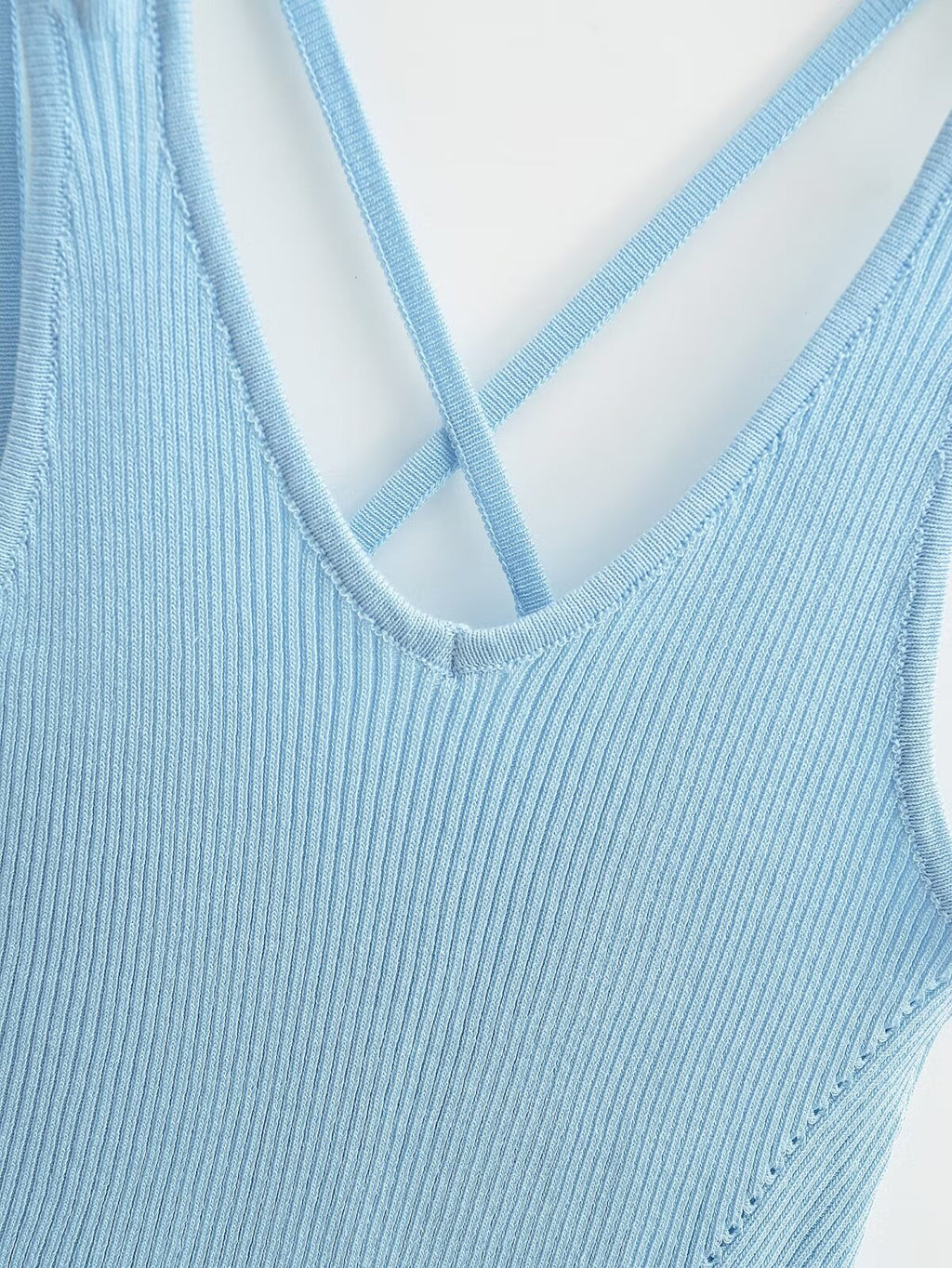 Ruffles Light Blue Knitted Camisole