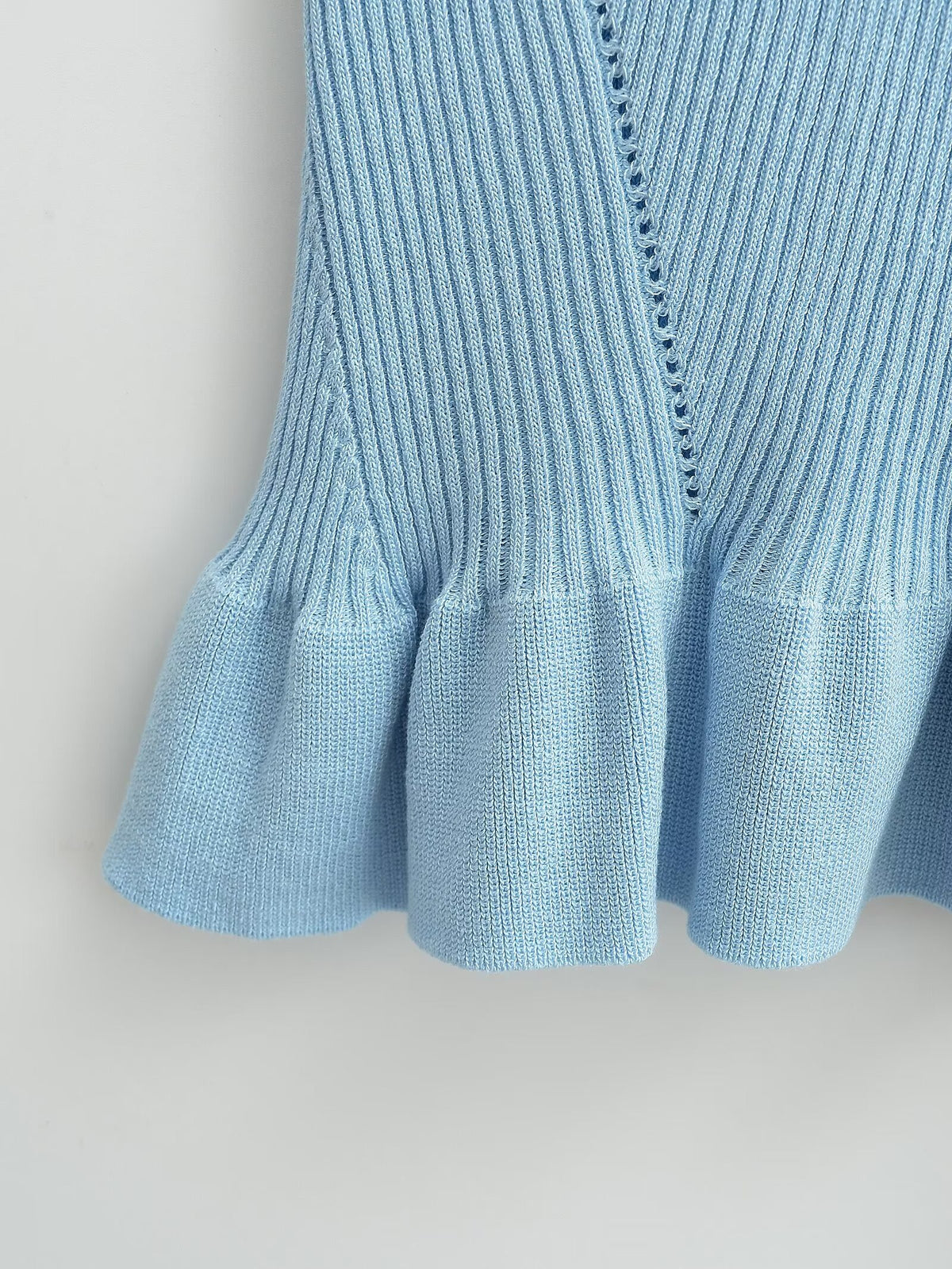 Ruffles Light Blue Knitted Camisole