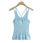 Ruffles Light Blue Knitted Camisole