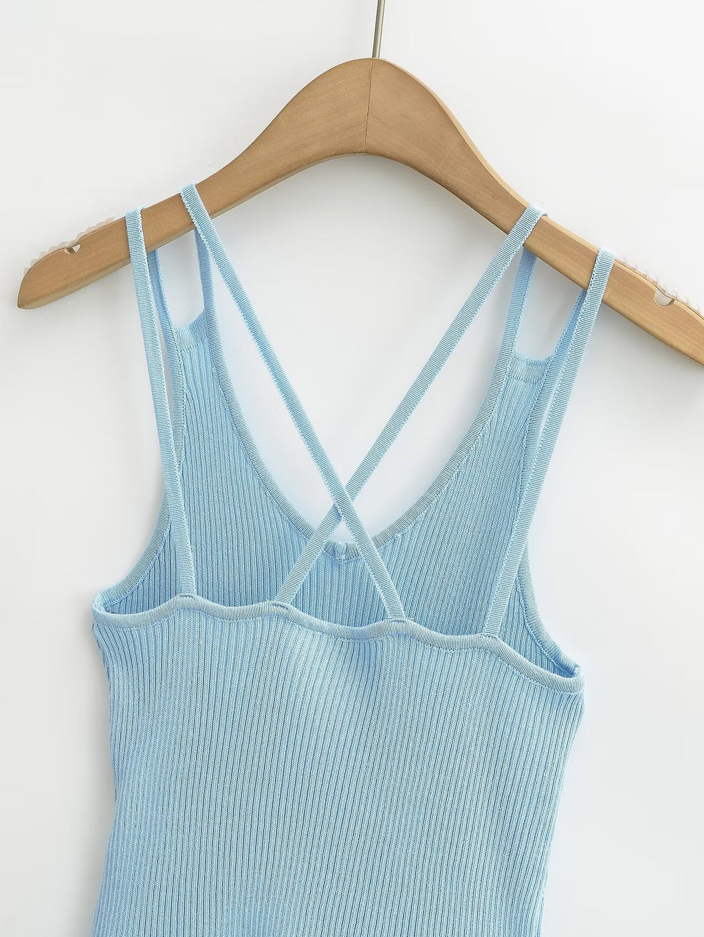 Ruffles Light Blue Knitted Camisole