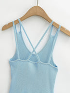 Ruffles Light Blue Knitted Camisole