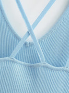 Ruffles Light Blue Knitted Camisole