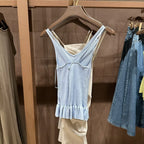 Ruffles Light Blue Knitted Camisole