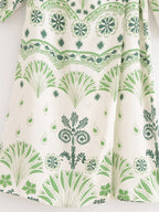 Printed V Neck Long Sleeve Shirt Dress