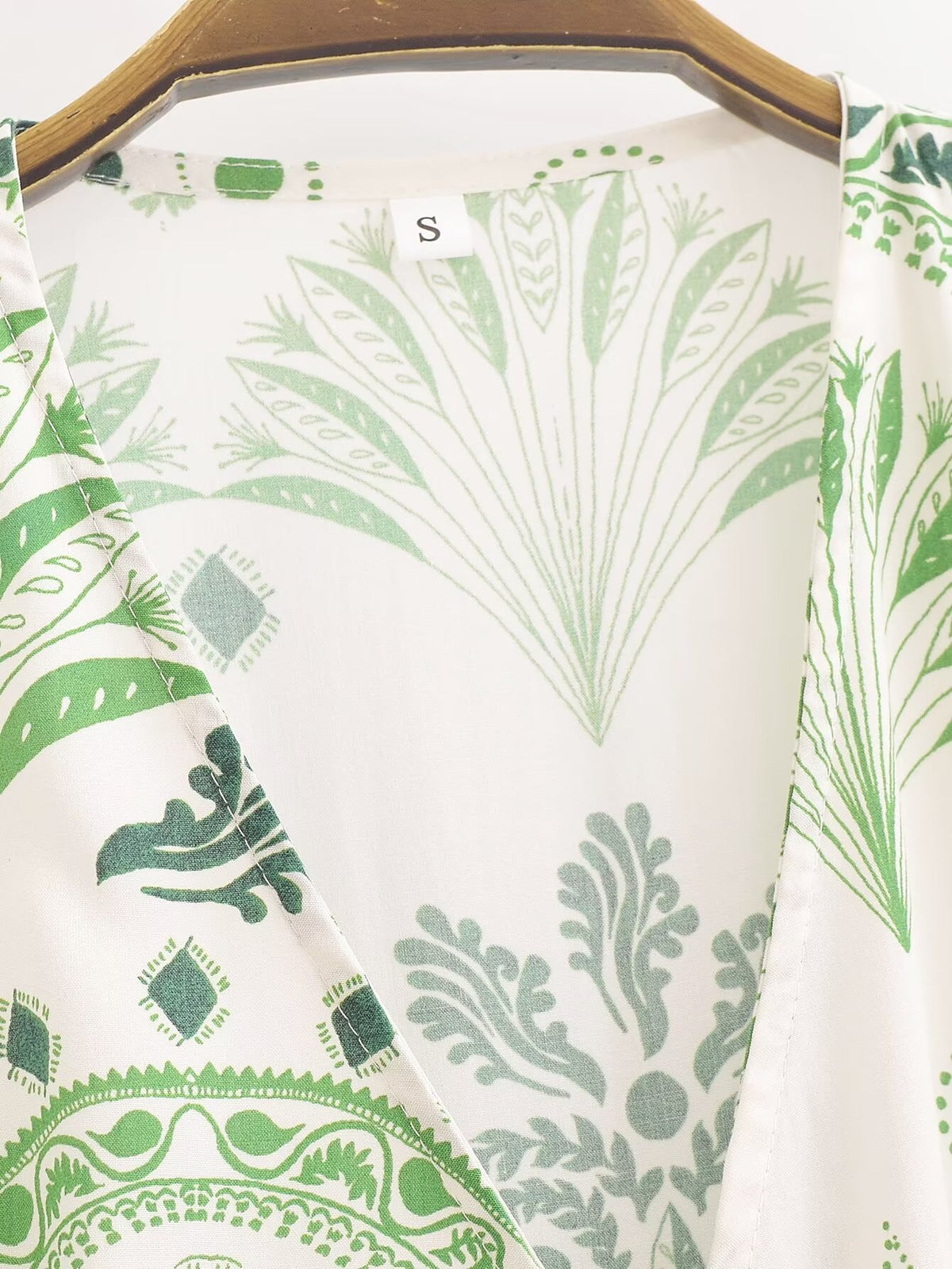 Printed V Neck Long Sleeve Shirt Dress