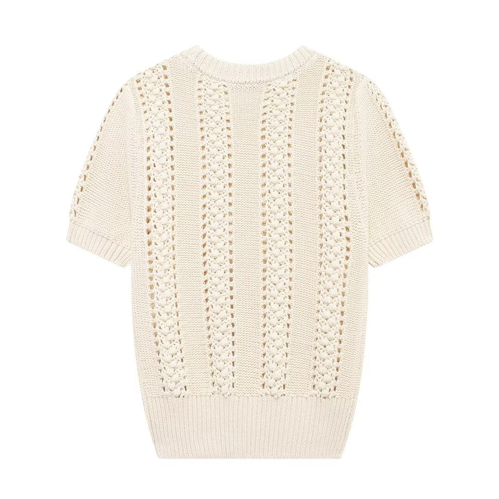 Summer Women Clothing Casual Simple All Matching Short Sleeved Knitwear