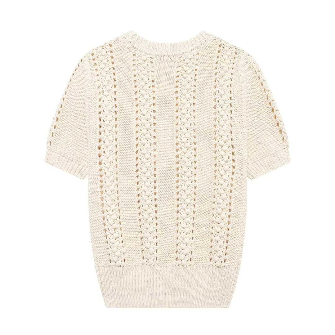 Summer Women Clothing Casual Simple All Matching Short Sleeved Knitwear