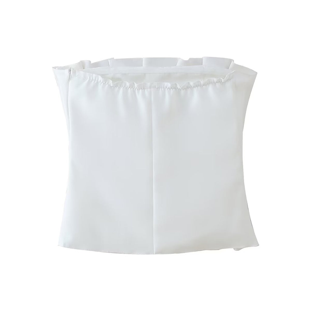 's Tube Top Bud Pleated Niche Design Wrap Top