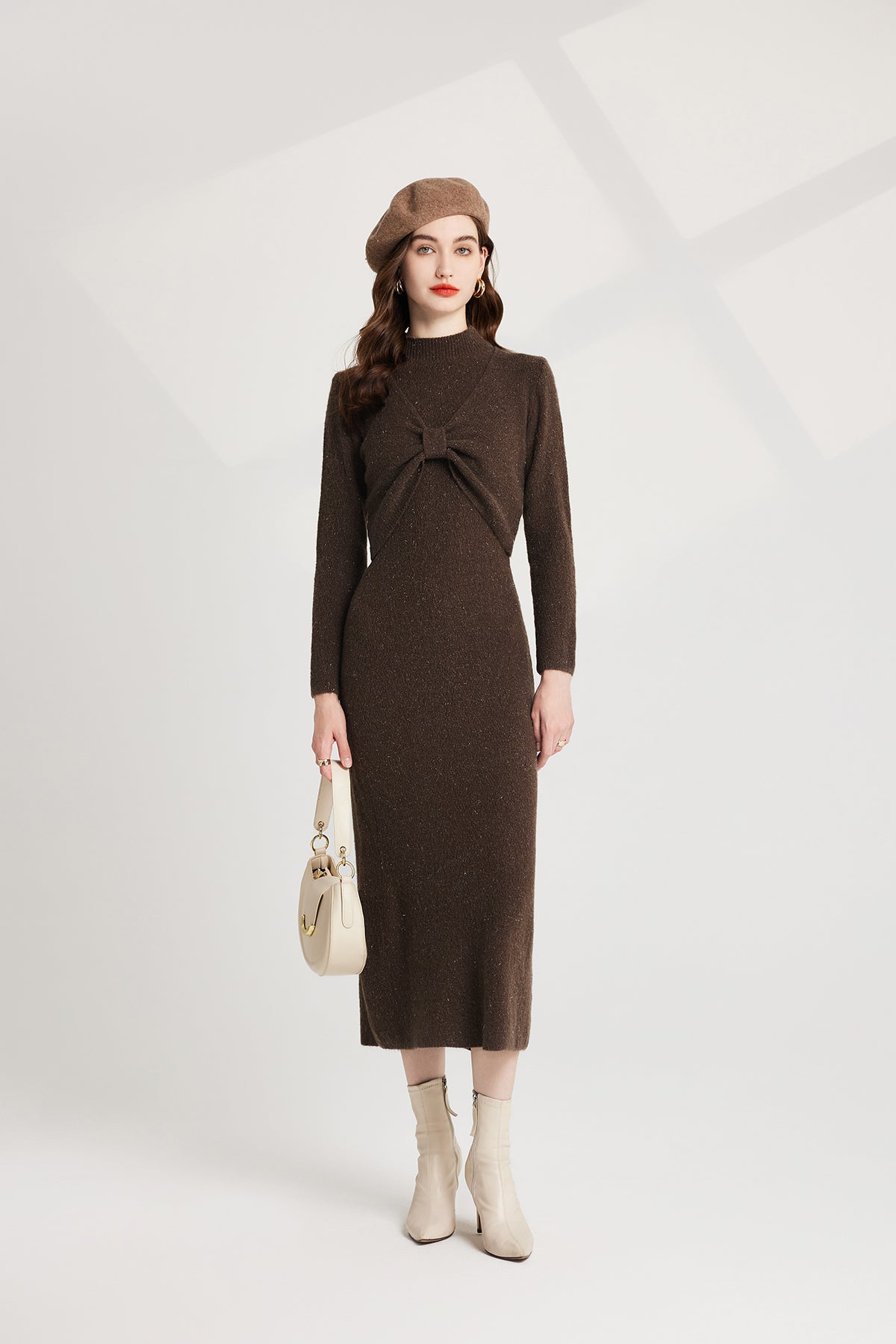 Women's 's Bow Knit Sweater Vest & Dress Set