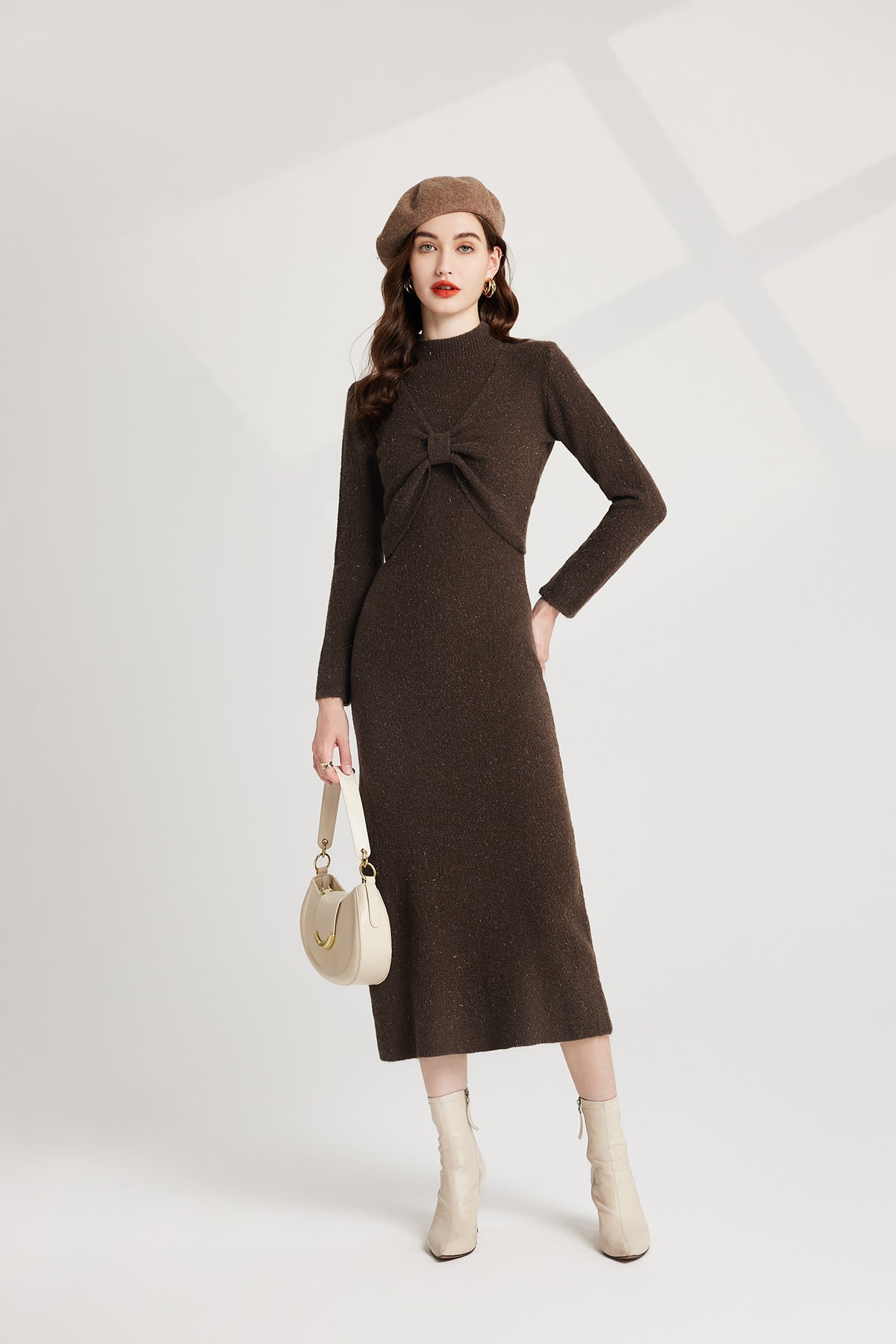 Women's 's Bow Knit Sweater Vest & Dress Set