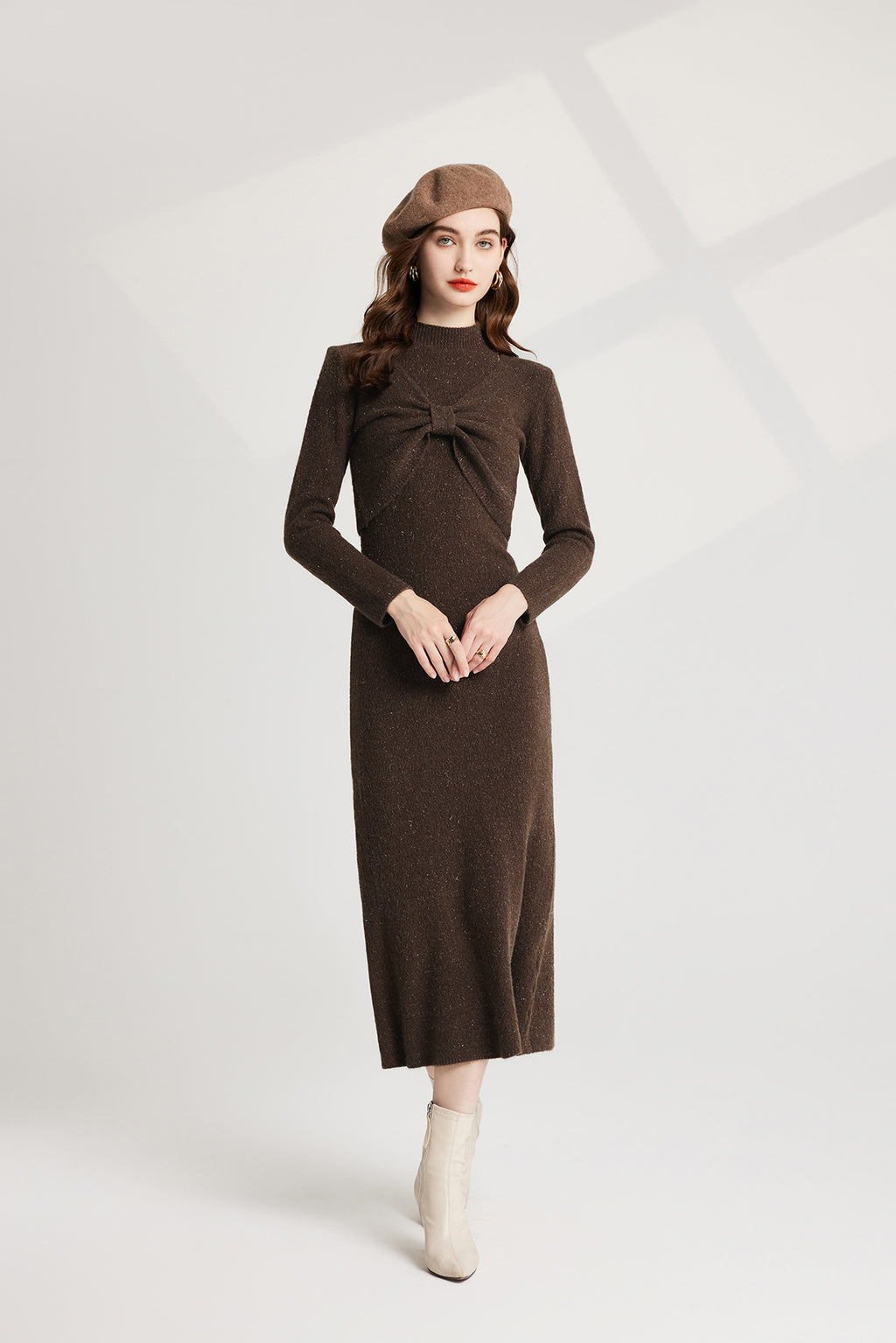 Women's 's Bow Knit Sweater Vest & Dress Set