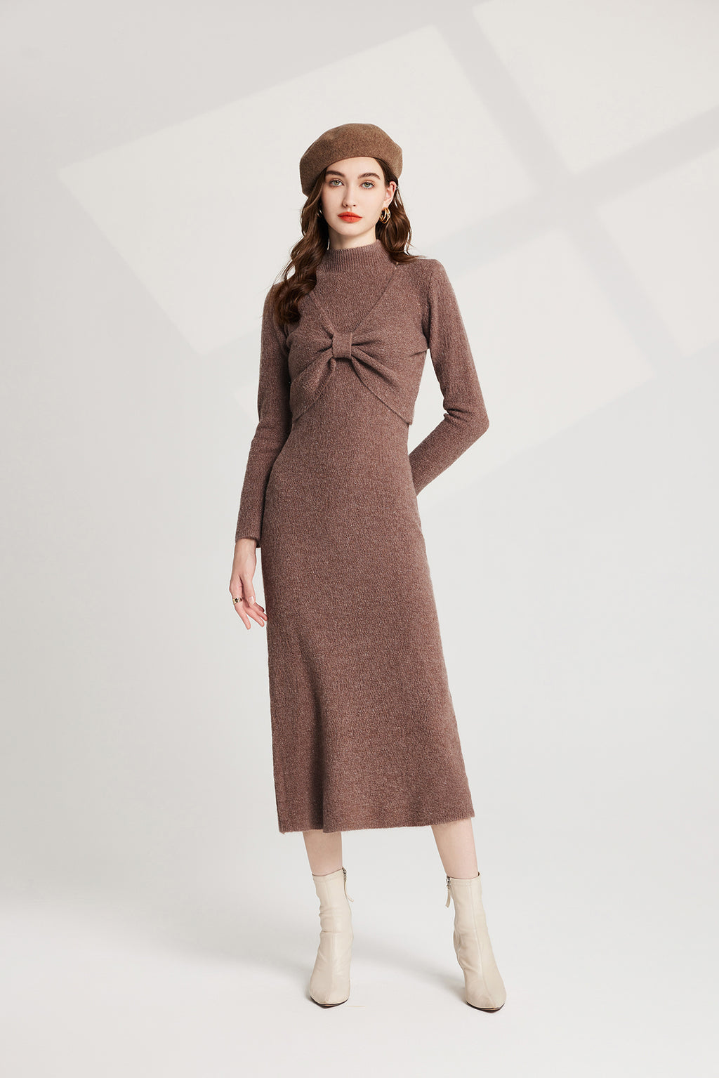 Women's 's Bow Knit Sweater Vest & Dress Set