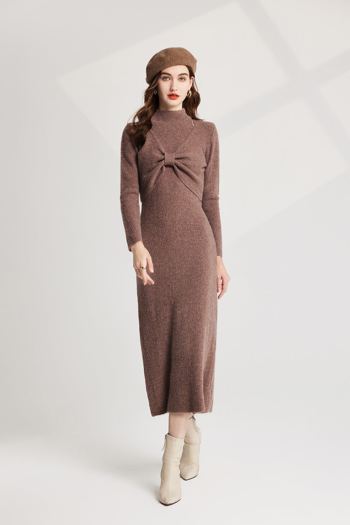 Women's 's Bow Knit Sweater Vest & Dress Set